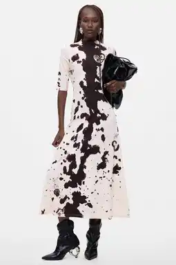 Wehkamp Desigual midi jurk met koeienprint - ecru aanbieding