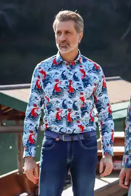 Wehkamp A fish named Fred regular fit overhemd met print - wit aanbieding
