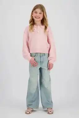 Wehkamp Vingino wide leg jeans wide leg jeans met hartjes light blue denim aanbieding