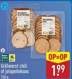 ALDI Grillworst chili of jalapeñokaas aanbieding