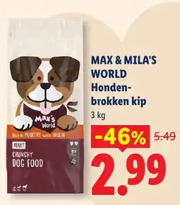 Lidl Max & Mila's World Honden-brokken kip aanbieding