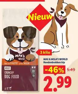 Lidl Max & Mila's World Hondenbrokken kip aanbieding