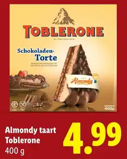 Lidl Almondys taart Toblerone aanbieding