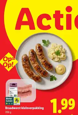 Lidl Braadworst kleinverpakking aanbieding