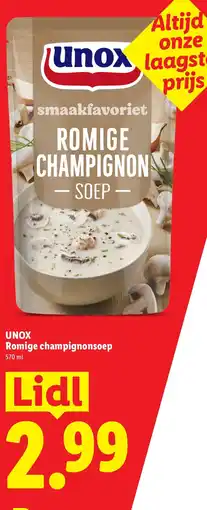 Lidl Unox romige champignonsoep aanbieding