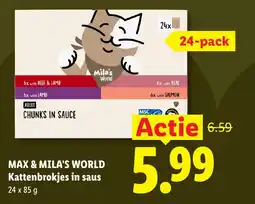 Lidl Max & Mila's World Kattenbrokjes in saus aanbieding