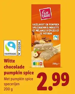 Lidl Fin Carré witte chocolade pumpkin spice aanbieding
