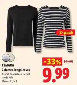 Lidl Esmara 2 dames longsleeves aanbieding