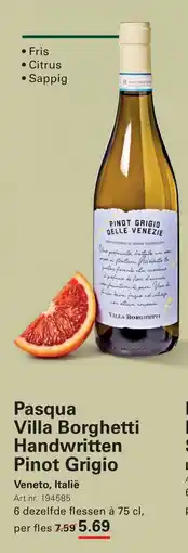 Sligro Pasqua Villa Borghetti Handwritten Pinot Grigio aanbieding