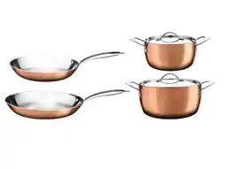 Lidl SILVERCREST 4-delige RVS pannenset met koperlaag aanbieding