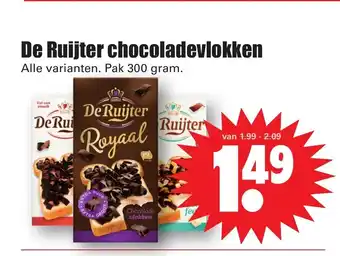 Dirk De ruijter chocoladevlokken pak 300 gram aanbieding