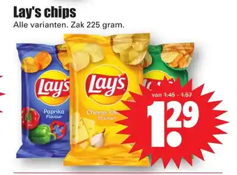 Dirk Lay's chips alle varianten zak 225 gram aanbieding