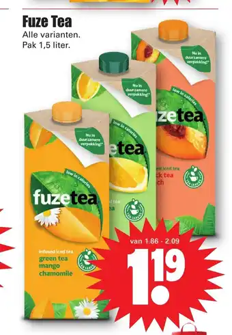 Dirk Fuze Tea alle varianten pak 1,5 liter aanbieding