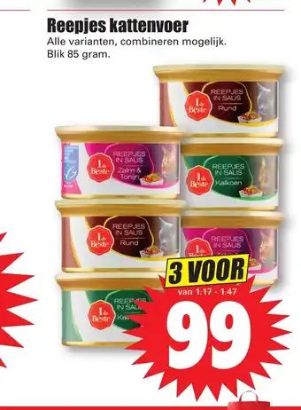 Dirk Reepjes kattenvoer alle varianten 3 voor blik 85 gram aanbieding