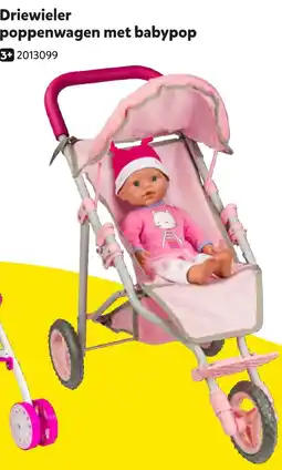 Intertoys Driewieler poppenwagen met babypop aanbieding