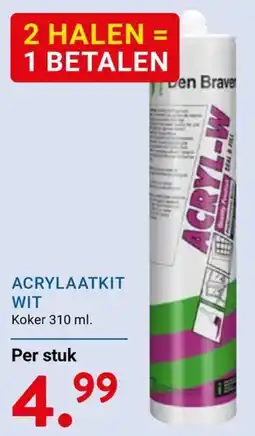 Kluswijs Den Braven acrylaatkit wit aanbieding