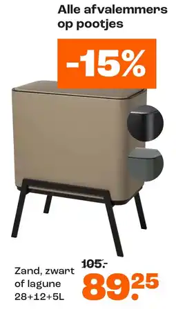 Kwantum Alle afvalemmers op pootjes aanbieding