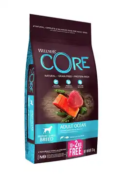 Pets Place Wellness Core Grain Free Dog Ocean Bonusbag - Hondenbrokken - Zalm&Tonijn 12 kg aanbieding