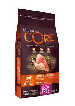 Pets Place Wellness Core Grain Free Dog Original Bonusbag - Hondenbrokken - Kalkoen 12 kg aanbieding
