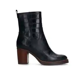 Wehkamp Manfield leren enkellaarzen met crocoprint zwart aanbieding