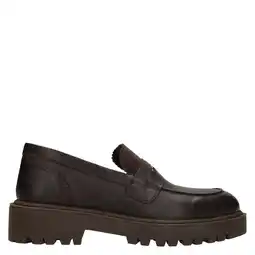 Wehkamp Manfield chunky leren loafers met studs - bruin aanbieding