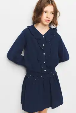 Wehkamp Mango Kids korte A-lijn rok met studs - marineblauw aanbieding