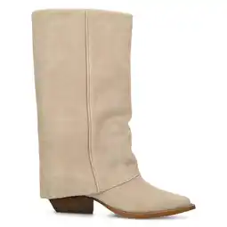 Wehkamp Manfield suède cowboylaarzen met flap beige aanbieding