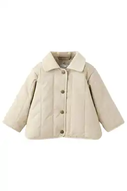 Wehkamp Mango Kids katoenen gewatteerde jas - beige aanbieding