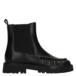 Wehkamp Manfield leren chelsea boots met profielzool - zwart aanbieding