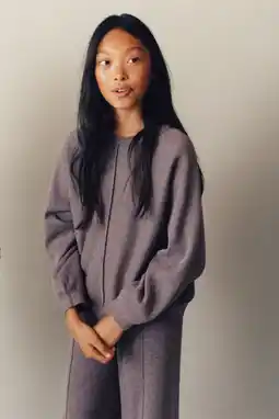 Wehkamp Mango Kids katoenen oversized gebreide trui - paars aanbieding