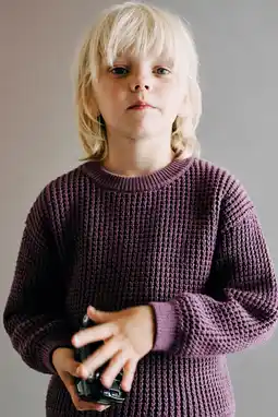 Wehkamp Mango Kids katoenen gebreide trui - aubergine aanbieding