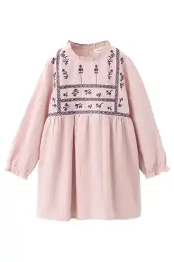Wehkamp Mango Kids A-lijn jurk met ruches en print - roze aanbieding