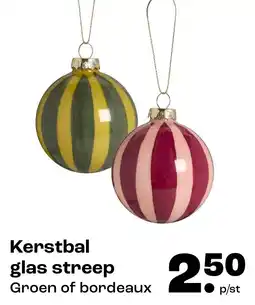 Kwantum Kerstbal glas streep aanbieding