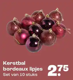 Kwantum Kerstbal bordeaux lipjes aanbieding