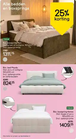 Leen Bakker Alle bedden en boxsprings aanbieding