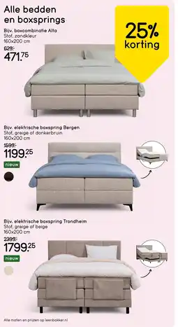 Leen Bakker Alle bedden en boxsprings aanbieding