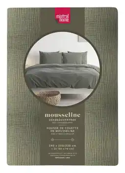 Albert Heijn Mistral Home Dekbedovertrek mousseline groen 2-pers aanbieding