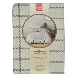 Albert Heijn Mistral Home Dekbedovertrek streep beige 2-persoons aanbieding
