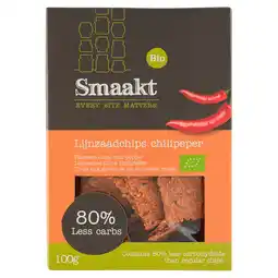 PLUS Smaakt Less Carb Lijnzaadchips Chili bio aanbieding