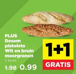 PLUS Desem pistolets Wit en bruin meergranen aanbieding