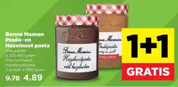 PLUS Bonne Maman Pinda- en Hazelnoot pasta aanbieding