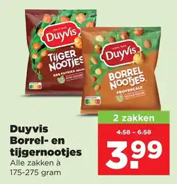PLUS Duyvis Borrel- en tijgernootjes aanbieding