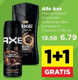 PLUS Alle Axe Deodorant bodyspray dark temptation aanbieding
