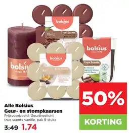 PLUS Alle Bolsius Geur- en stomppkaarsen aanbieding