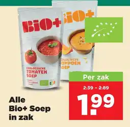 PLUS Alle Bio+ Soep in zak aanbieding