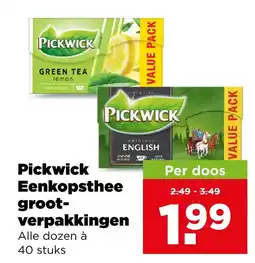 PLUS Pickwick Eeenkopsthee groot-verpakkingen aanbieding