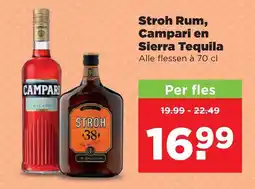 PLUS Stroh Rum, Campari en Sierra Tequila aanbieding