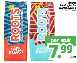 Dekamarkt Roots biologische koffiebonen aanbieding