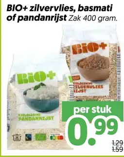 Dekamarkt BIO+ zilvervlies, basmati of pandanrijst aanbieding