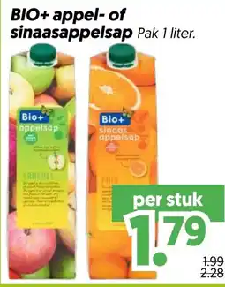 Dekamarkt BIO+ appel- of sinaasappelsap aanbieding